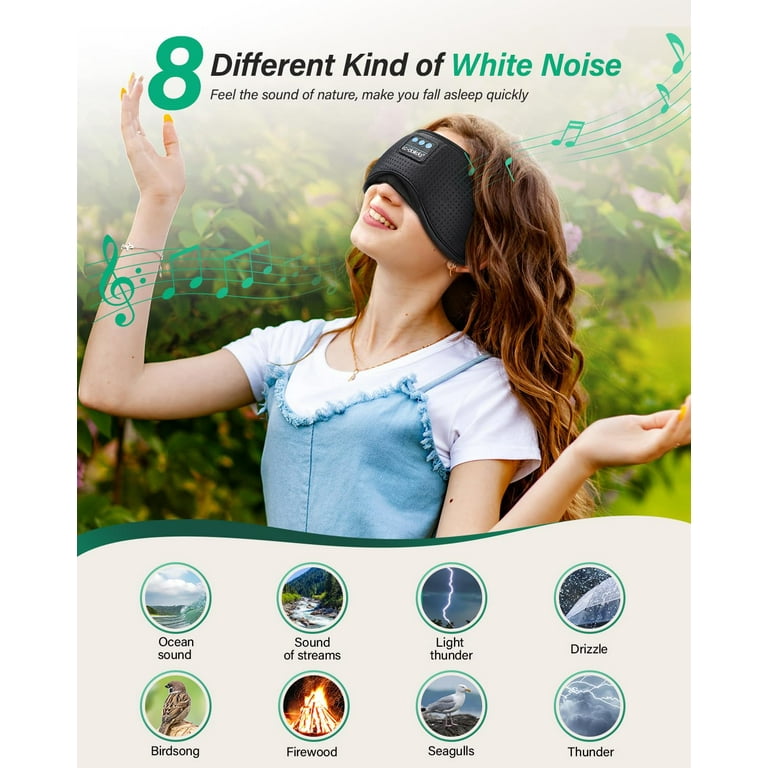LC-dolida Sleep Headphones, White Noise Bluetooth Sleep Mask