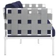 thumbnail image 2 of Modway Harmony Outdoor Patio Aluminum Loveseat in White Navy, 2 of 3