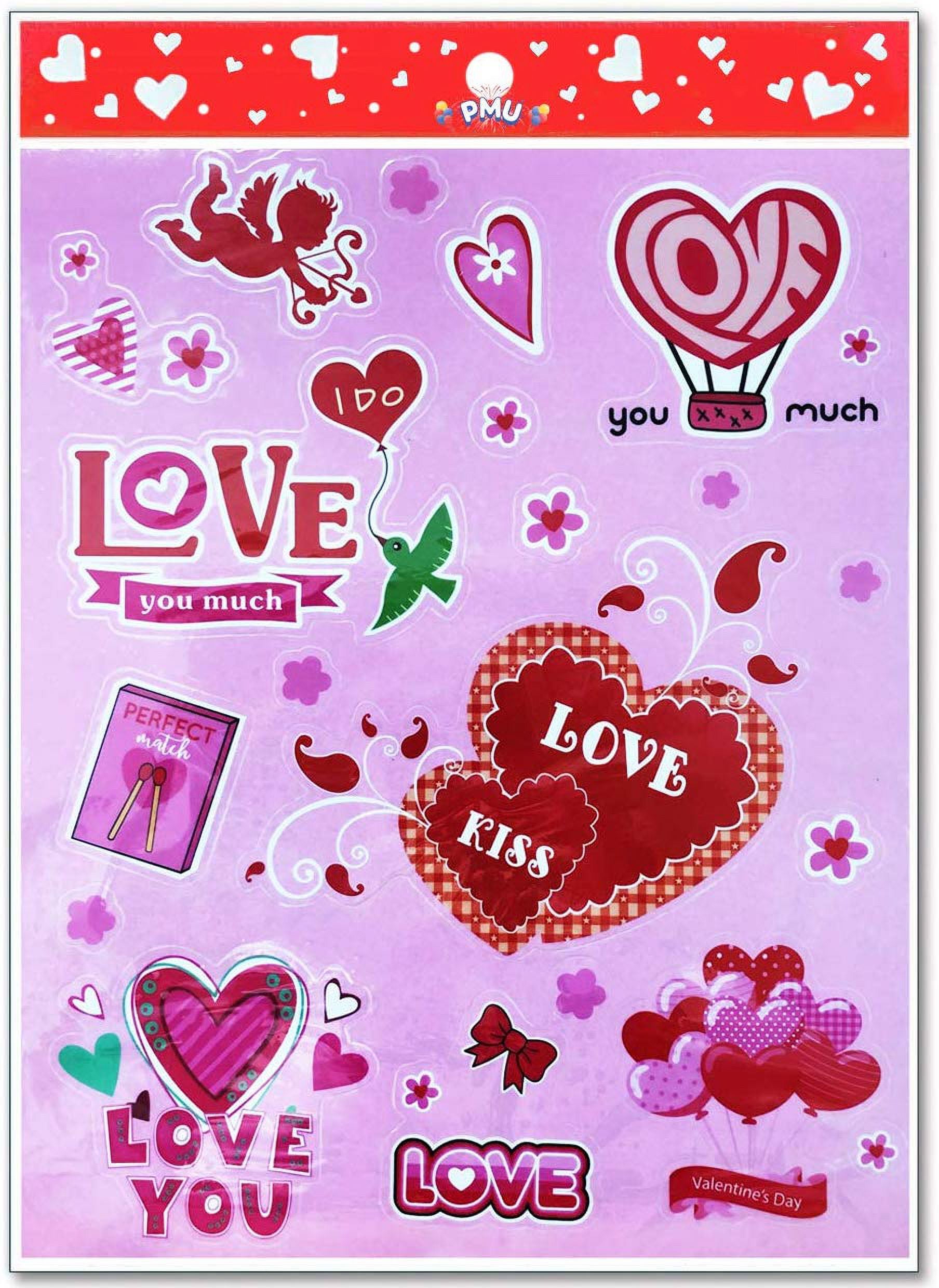 PMU Valentine’s Day Cupid Cling Stickers 16.5in x12in 19pcs per Sheet Pkg/6