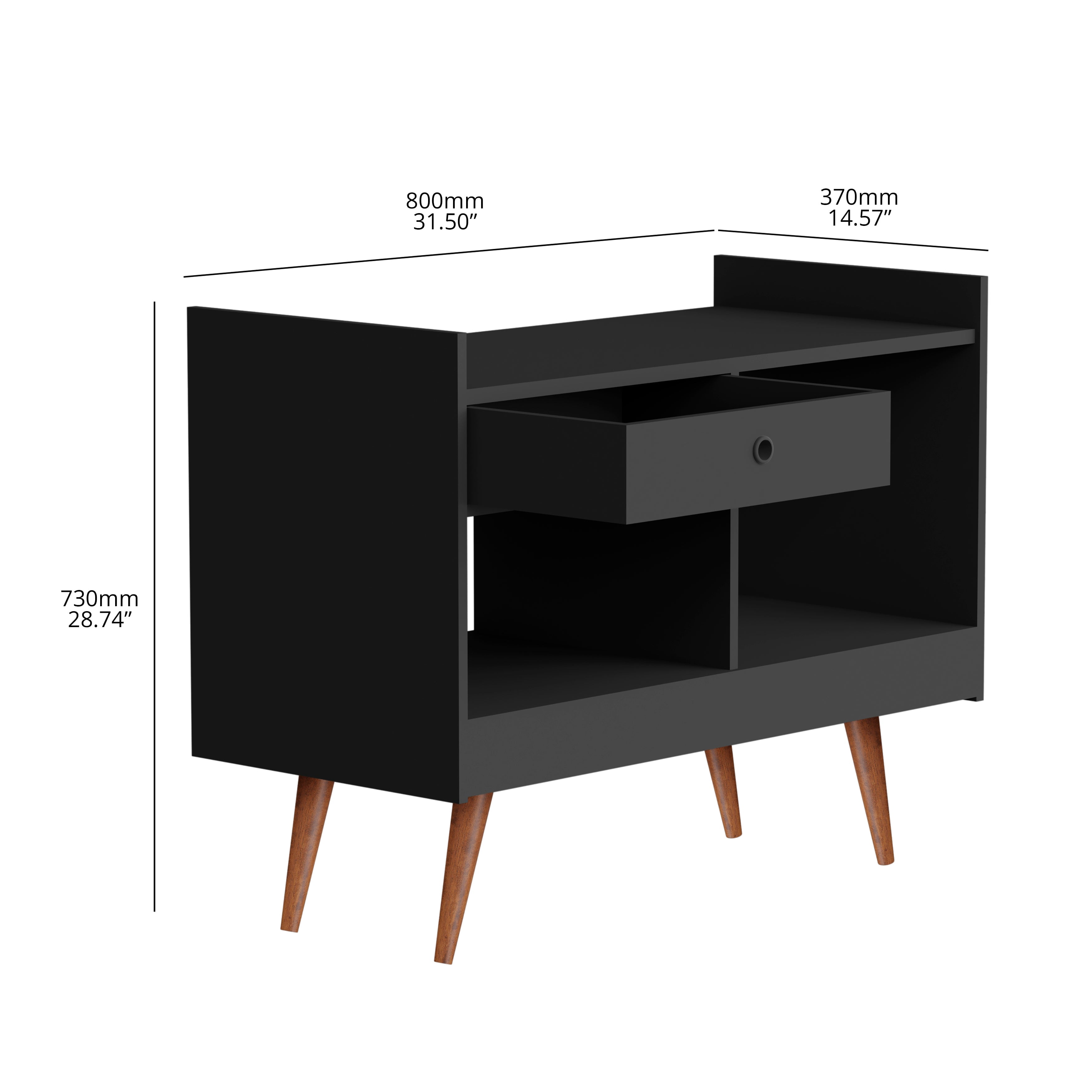 Ember Interiors Modern Bar Cabinet with 2 Open Shelves, Black