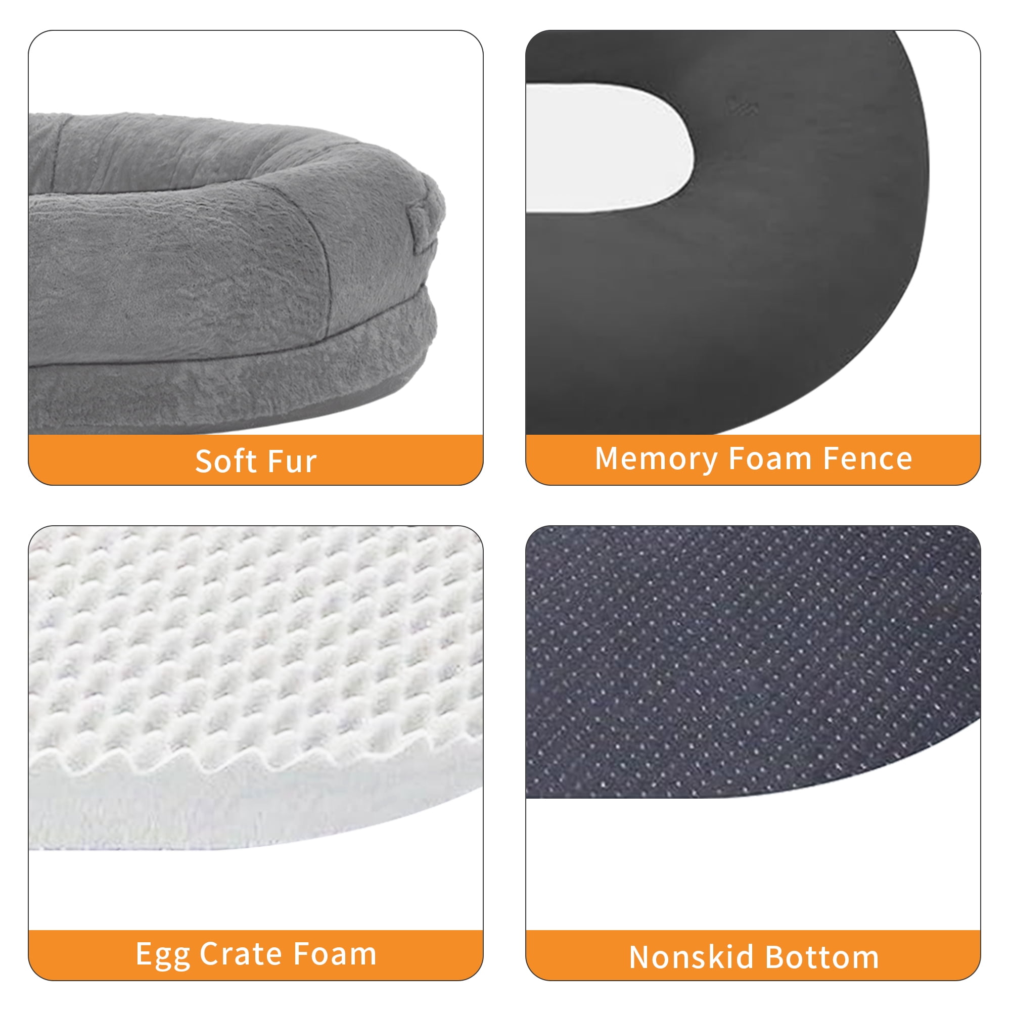 Dextrus Human Dog Bed,Oversized 72"x48"x10" Bed for Humans and Dogs, Orthopedic Comfort with Portable Storage Pocket
