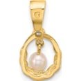 thumbnail image 3 of 14K Yellow Gold 3-4Mm Teardrop White Fwc Pearl And .01Ct Diamond Pendant (Width 8.6) (Length 16.75) - Jbsp, 3 of 5