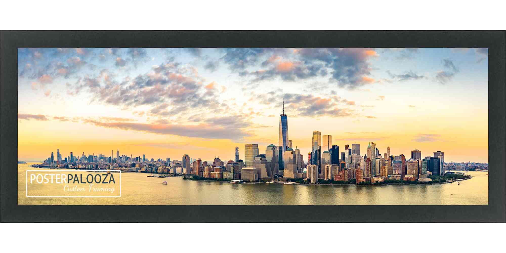 13x39 Black Wood Picture Panoramic Frame - UV Acrylic, Foam Board Backing, Hanging Hardware