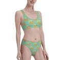 thumbnail image 4 of High Waisted Bikini Sets For Women, Cartoon Hot Dog Print Green Swimsuits Tummy Control, Two Pieces Bathing Suit, 4 of 8