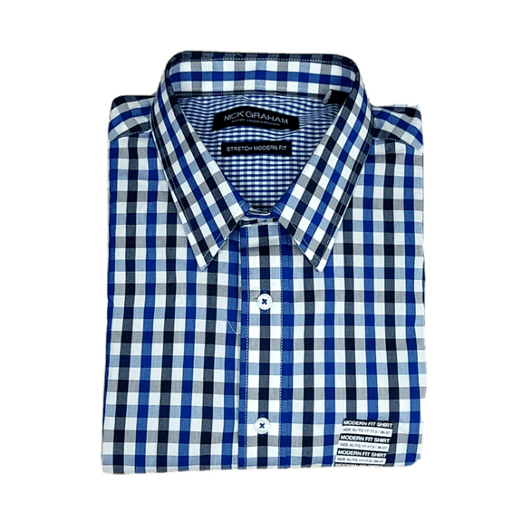 $65 NICK GRAHAM Men's Plaid Shirt Cotton-Polyester Multicolor 17-17.5/36-37