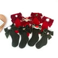 thumbnail image 6 of YESIMOLA Toddler Fuzzy Christmas Socks Toddler Bows Socks Children Socks Christmas Cartoon Glittering Bow Knitting Toddler Wool Socks Toddler Princess Socks,A 3-5 Years, 6 of 6