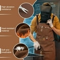 thumbnail image 3 of Leather Aprons for Men, Heavy Duty Leather Work Apron, Heat- & Flame-Resistant Shop Apron, Woodworking Apron, with Strengthened Pockets and Robust Stitching, 3 of 6