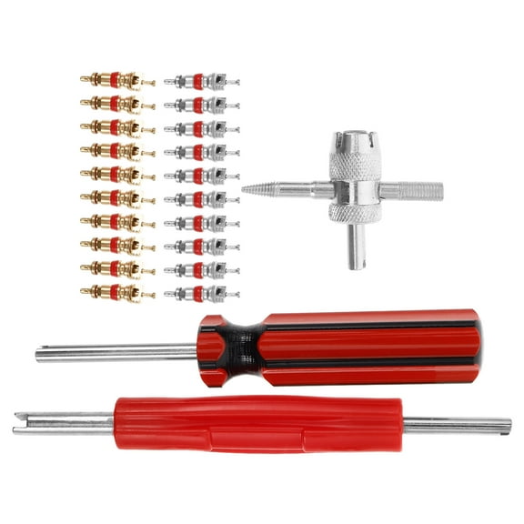 unbranded 1 Set Valve Stem Puller Tools Set Valve Stem Cores 4-Way Valve Tool Dual Single Head Valve Core Remover Installer Tool
