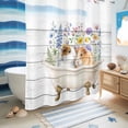 thumbnail image 5 of No Hook Shower Curtain, Spring Floral Animals Shower Curtains for Bathroom with See Through Top Window, Elegant Flowers Leaves Farmhouse Wooden Waterproof & Washable Bath Curtain 66"x72", 5 of 9
