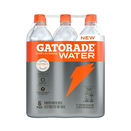Gatorade Purified Water  Unflavored  1 Liter  6 Count