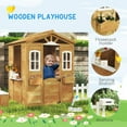 thumbnail image 4 of Outsunny Wooden Playhouse for Kids Outdoor with Flower Pot Holders, Natural, 4 of 10