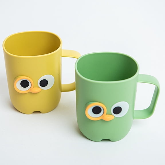 HAMPPLIES Toothbrush Holders Cups PP Cartoon Design for Bathroom Accessories 2Pcs