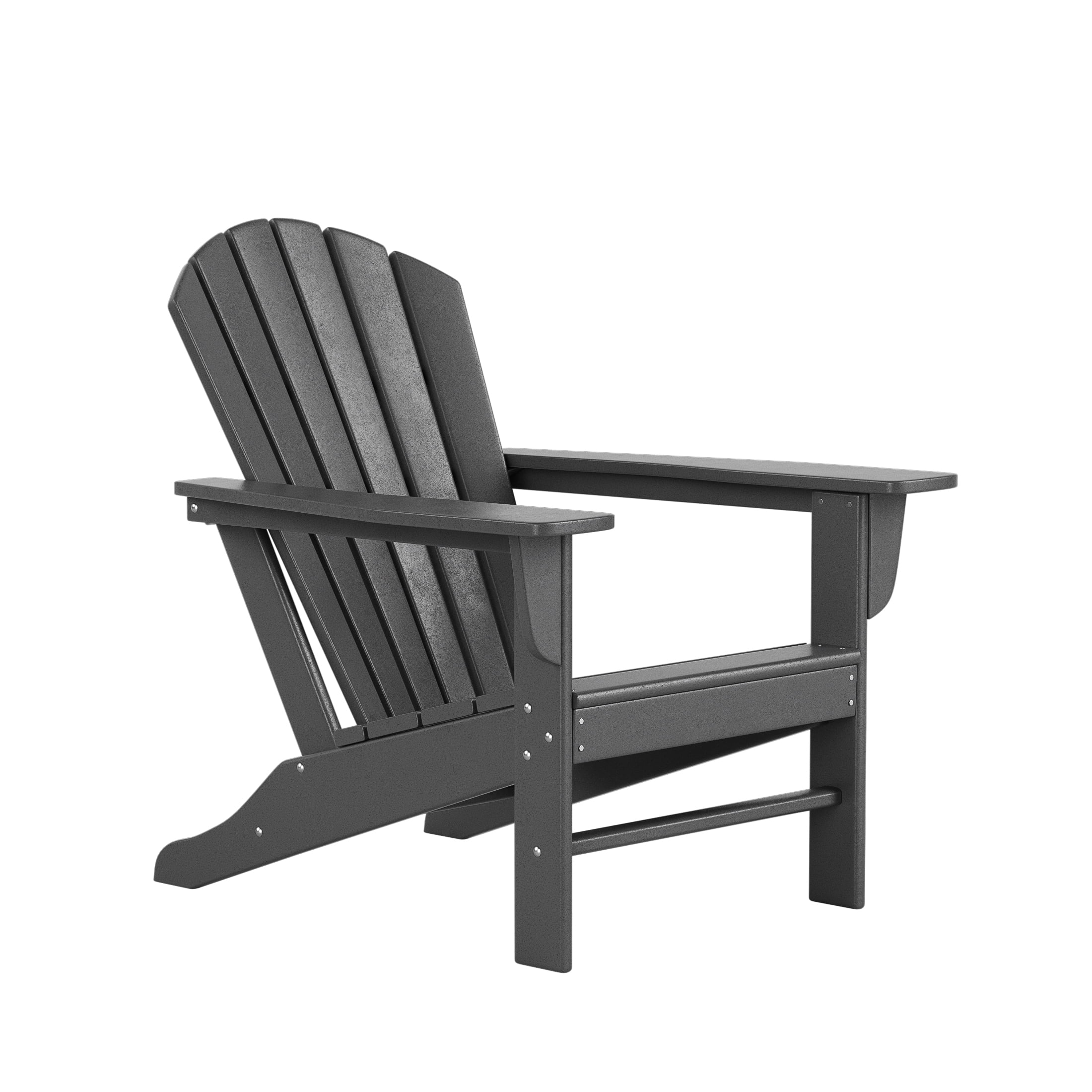 WestinTrends Dylan Adirondack Chair with Side Table, All Weather Poly Lumber Outdoor Seating Patio Conversation Bistro Set, Seashell Curved Slat Backrest, Gray