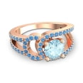 thumbnail image 3 of 2.50 Carat Beautiful Round Cut Aquamarine & Blue Topaz Gemstone Anniversary Ring for her Solid 18K Rose Gold Size 3 by Diamond-Capitals, 3 of 8