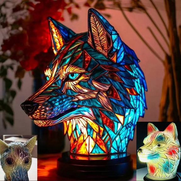 Colorful Strange Animal Series Night Light, Retro Stained Resin Tabletop Lamps for Desktop Decoration and Christmas Gifts