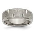 thumbnail image 1 of Titanium Beveled Edge Notched 8mm Brushed Band Ring 10.5 Size, 1 of 6