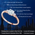 thumbnail image 2 of Gem Stone King 10K Rose Gold Sky Blue Aquamarine White Created Sapphire and White Diamond Accent 3-Stone Engagement Ring for Women (0.89 Cttw, Round 6MM, Gemstone March Birthstone, Size 8), 2 of 6