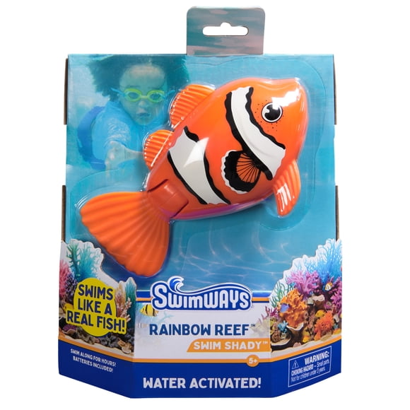 SwimWays Rainbow Reef Fish Toy, Kids Swimming Accessories & Water Toys, Learn to Swim Pool Toys for Kids Ages 5 & Up, Batteries Included, Swim Shady