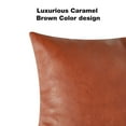 thumbnail image 4 of Topfinel Faux Leather Decorative Square Throw Pillow Cover for Living Room Couch Bed Sofa Car ,Modern Rectangle Throw Pillow Cover ,Square Cushion Covers, Brown,12 x 20 inch,Set of 1, 4 of 6