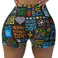 thumbnail image 2 of Balery Happy Father Day Printed Workout Shorts for Women Seamless Scrunch Short Gym Yoga Running Sport Active Exercise Fitness Shorts-Large, 2 of 8