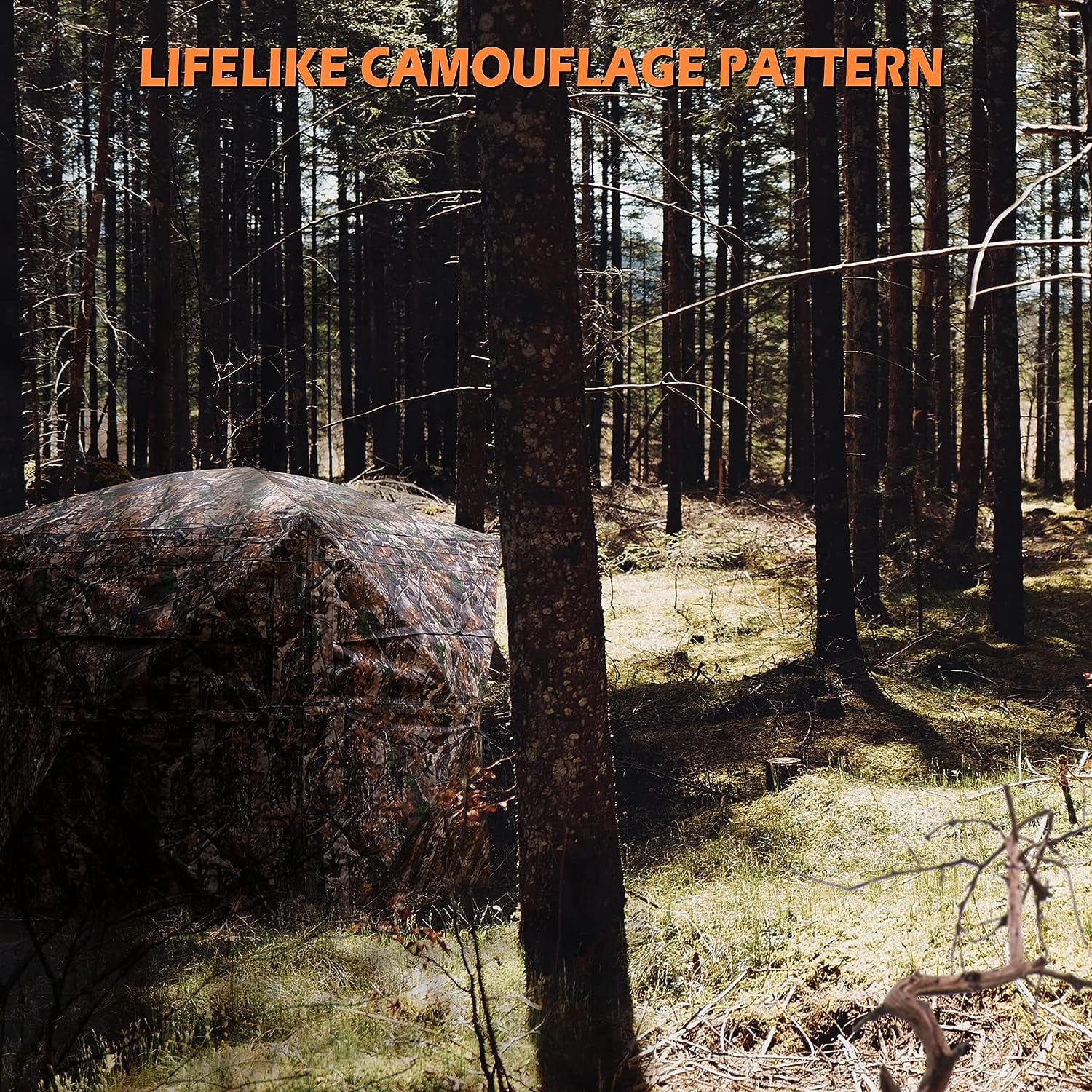 DARCHEN Hunting Blind See Through with Carrying Bag, 2-3 & 3-4 Person Pop Up Ground Blinds 270 Degree, Portable Durable Hunting Tent for Deer & Turkey Hunting (Camouflage)