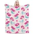 thumbnail image 2 of Cute Mermaids Pink -Fleece Blanket, Throw Size （60"X50"） Throw Blanket for Bed Couch Sofa, Lightweight Breathable Decorative Bed Blanket, Fuzzy Soft Flannel Blankets for All Seasons, 2 of 6
