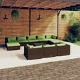 thumbnail image 1 of vidaXL 11 Piece Garden Lounge Set with Cushions Brown Poly Rattan, 1 of 5