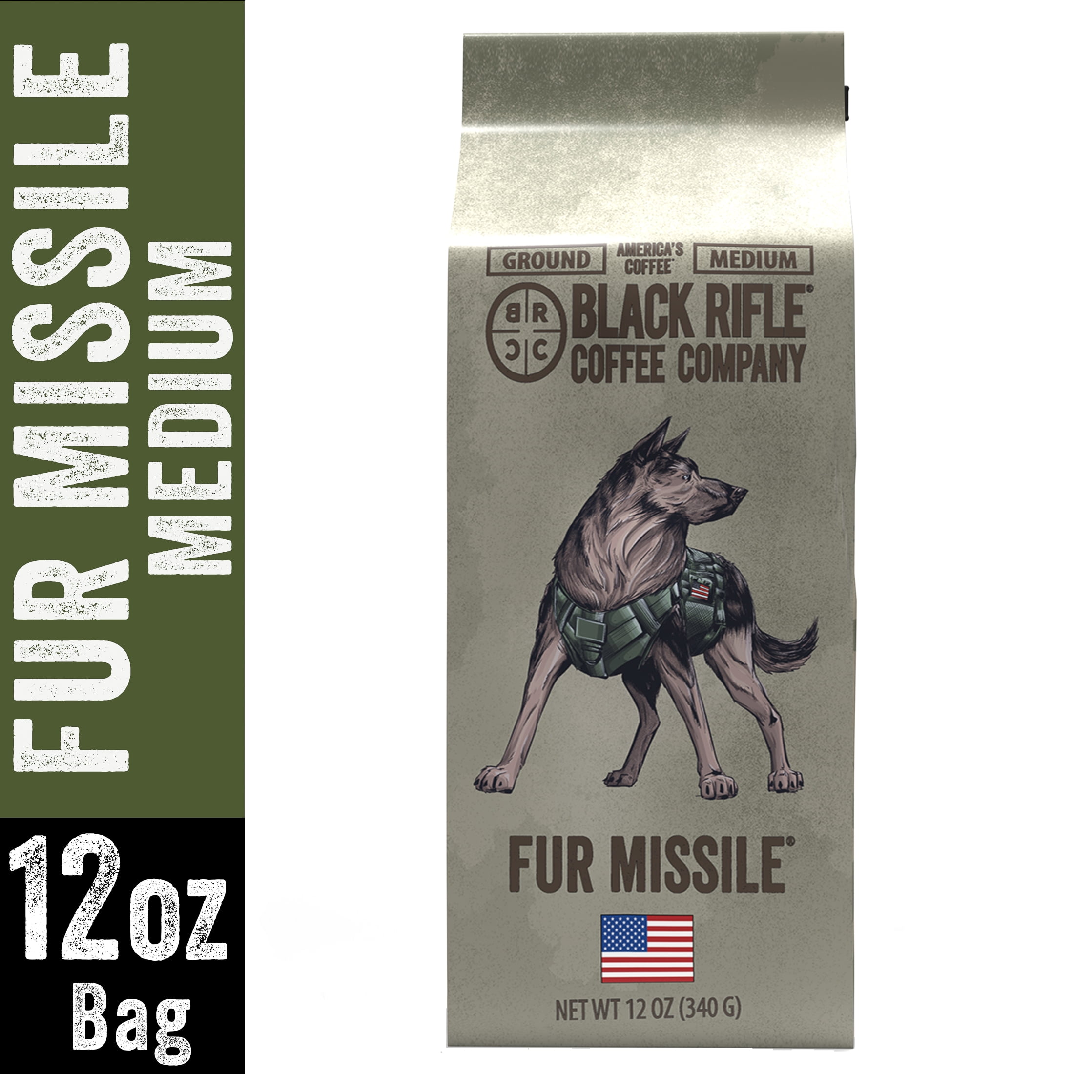 (6 pack) Black Rifle Coffee Company Fur Missile, Medium Roast, Ground Coffee, 12 oz