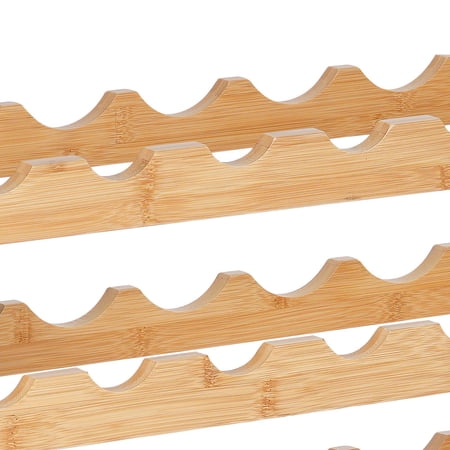 36‑Bottle Stackable Bamboo Wine Rack 4‑Tier Freestanding Modular Wine Display Shelf Anti‑Wobble Wine Bottle Holder for Kitchen Bar Wine Cellar
