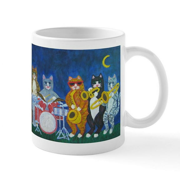 CafePress - Salsa Cats At Night Mug - 11 oz Ceramic Mug - Novelty Coffee Tea Cup