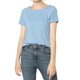 thumbnail image 1 of Top de cambray con aberturas laterales y mangas raglán Allegra K para mujer Azul claro S, 1 of 6