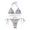 thumbnail image 1 of Traje de baño de bikini con cuello halter y estampado floral cómodo con almohadilla en el pecho para mujer con tirantes divididos OAVQHLG3B Store lin121212, 1 of 4