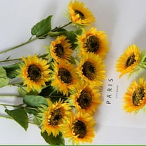 Viworld Artificial Long Stem Sunflower Flowers Silk Fake Sunflowers Decoration for Outdoor Home Wedding Birthday Party Decor, 10PCS