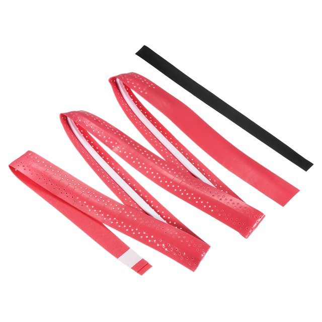 Unique Bargains 43.3' Non-Slip Perforated Tennis Racket Overgrip Tape with Ridges Red 6 Pack