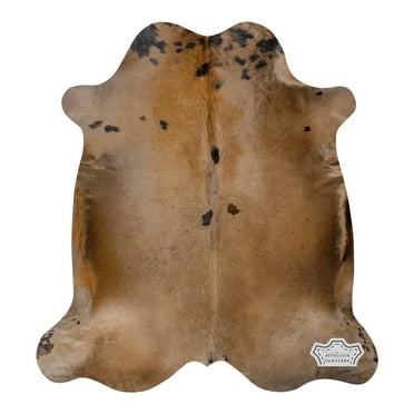 100% Genuine Leather  Cowhide Rug Color Dyed in Dark Roast Latte | Large 6' x 7'| Best Price Guaranteed
