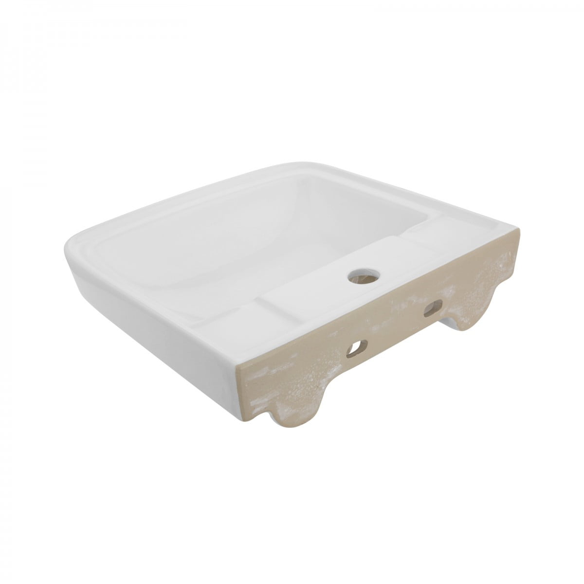 Haddy Rectangle Wall Mount Bathroom Sink 16" W Small White Ceramic Sink with Overflow and Single Faucet Hole Renovators Supply
