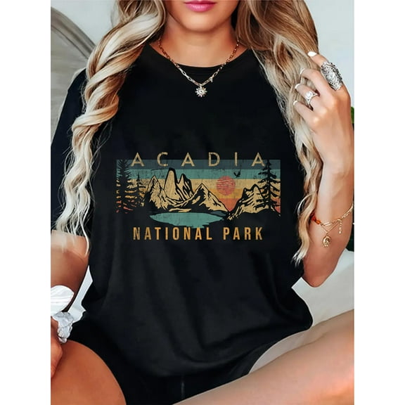 100% Cotton Acadia National Park Maine USA Outdoor Vintage Acadia National Park T-Shirt