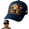 thumbnail image 6 of Eagle & Liberty – United States 250th Anniversary Hat, Embroidered American Bald Eagle & Liberty Bell Design, 1776-2026 Commemorative Navy Blue Adjustable Baseball Cap for Men & Women, 6 of 7