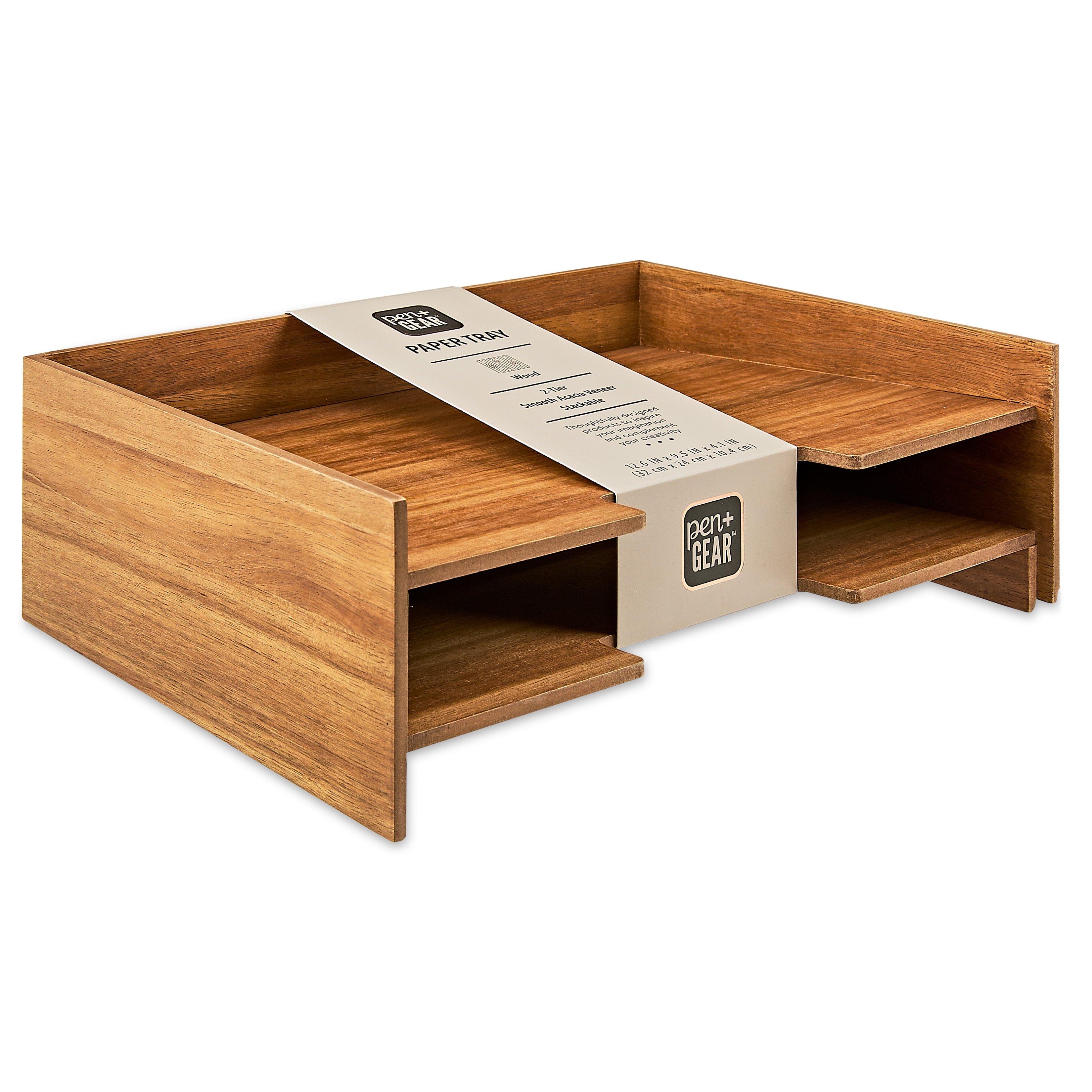 Pen+Gear Wooden Paper Tray, 12.6 in x 9.5 in x 4.1 in