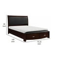thumbnail image 5 of Benjara Jalin California King Bed, 2 Drawer Storage Footboard, Black Faux Leather, 5 of 5