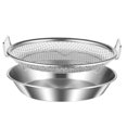 thumbnail image 1 of Juego de bandeja de malla de acero inoxidable de 10,1 pulgadas con bandeja de goteo, cesta y bandeja para freidora de aire, colador de cocina, colador de frutas y verduras, 1 of 3
