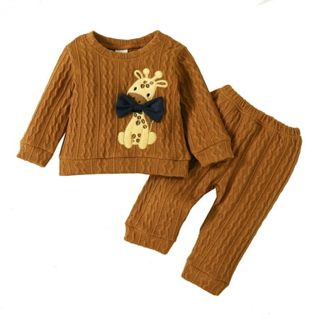 

Cute Clothes for Teen Girls Long Sleeve Clothes for 4 Year Old Girl Babys Boys Girls Autumn Winter Long Sleeve Tops Solid Color Trousers Pants Giraffe Embroidered Leisure Kids Clothes 6 Months