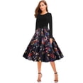thumbnail image 4 of Vestidos de Halloween para mujer, vestido de cóctel de manga larga, disfraz de fiesta estampado, 4 of 7