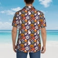 thumbnail image 4 of Sikiie Pumpkin And Flying Bat1 Print Men's Hawaiian Shirt, Summer Beach Button Pocket Short Sleeve T-Shirt,Medium, 4 of 7