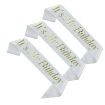 LOLIPPYY White Satin Birthday Party Sash with Gold Stamping for Party Decoration and Fun  One Size Fits Most