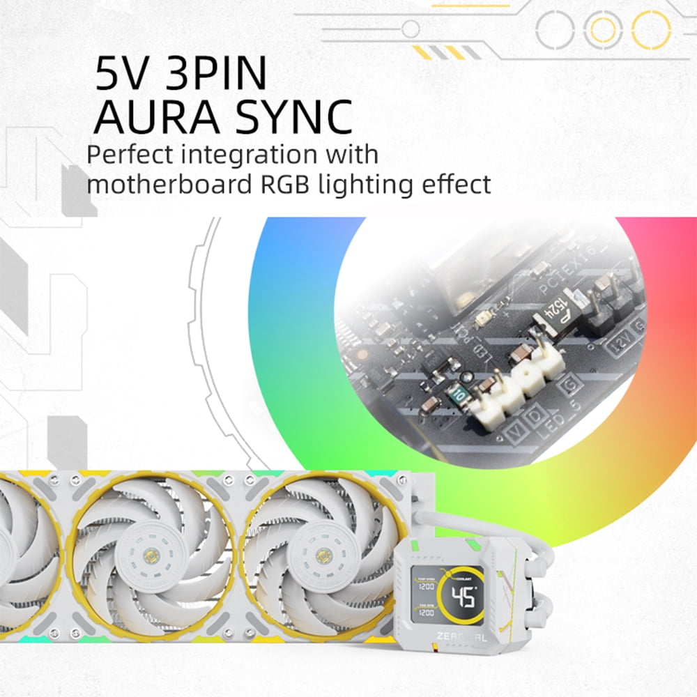 liquid fan,Sync 240mm Cooler With Optimized Water Lcd Temperature Optimized Liquid Fan Compatible With 240mm Compatible Pwm900~2200rpm Temperature Liquid Cpu Screen Cpu Cooler