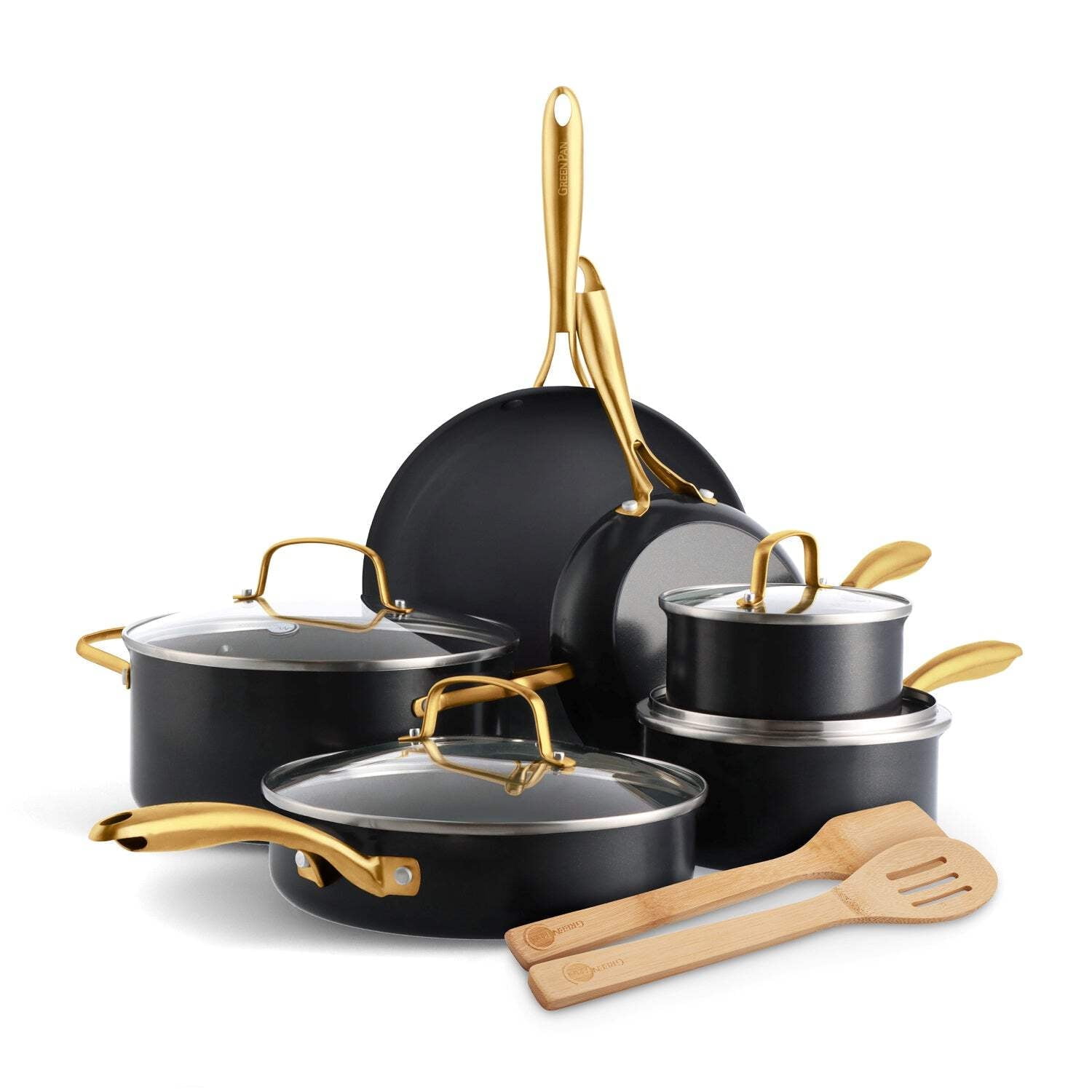 GreenPan 12-Piece Swift Cookware Set, Ceramic Nonstick, Dishwasher & Oven Safe, Stainless Steel Handles
