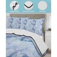 thumbnail image 3 of Quilt King Size Bedding Set, Blue Ombre Floral Reversible Summer Quilt 3 Pieces, Sky Classic Minimalist Lightweight Bedspreads Coverlets with 2 Pillow Shams for All Seasons, 3 of 5