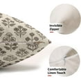 thumbnail image 2 of Dark Brown Floral Pillow Covers 12x20 Inch Set of 2, Block Print Lumbar Flower Cream Decorative Throw Pillowcases Outdoor Farmhouse Rectangle Cushion Covers Spring Summer Sofa Couch Bed Decor, 2 of 6