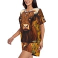 thumbnail image 2 of Daiia Countryside Sunflower Cow Pattern Womens Pajama Sets Short Sleeve Pajamas for Women Sets Soft Lounge Sets Casual Round Neck Sleepwear PJS-4X-Large, 2 of 7